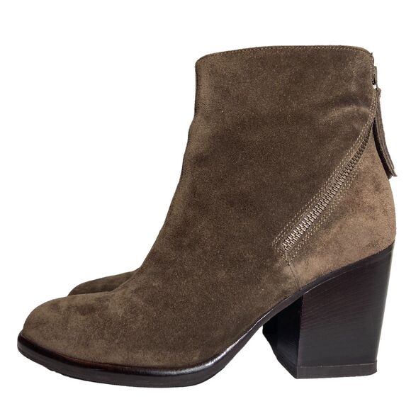 Alberto Fermani Ankle Boots Suede Brown Block Heels Women Size 6.5 EU 37 Italian - Picture 2 of 11